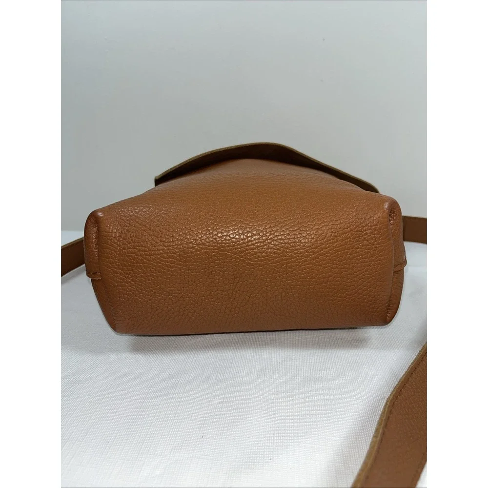 Calma 11600 Pebbled Leather Purse Handmade in Spain‎ Crossbody Flap Bag Brown